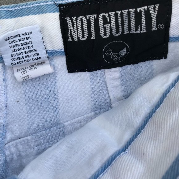 Not Guilty Cutoff Striped High Waist Fringe Jean Shorts Size S Made in USA - Picture 4 of 6